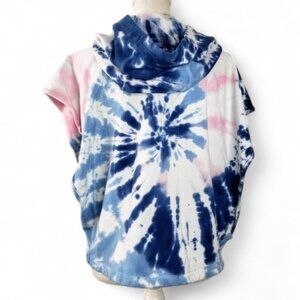 Electric and Rose Tie Dye Oversized Sleeveless Hoodie Sweater Women's Boho S